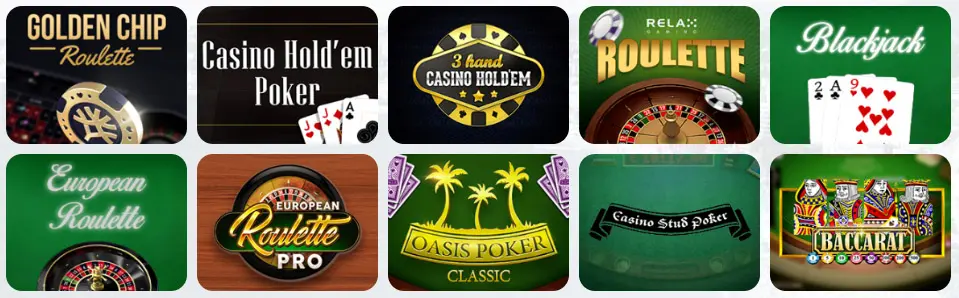 Jeux de table au LunuBet Casino